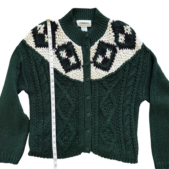 Vintage Jamie Scott Hand Knit Cardigan Fair Isle Cable Knit Sweater L - Picture 8 of 10